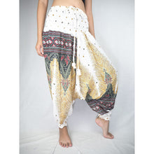 Load image into Gallery viewer, Peacock Unisex Aladdin drop crotch pants in White PP0056 020008 07