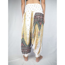 Load image into Gallery viewer, Peacock Unisex Aladdin drop crotch pants in White PP0056 020008 07