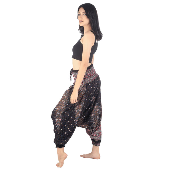 Peacock Unisex Aladdin drop crotch pants in Black White PP0056 020007 06