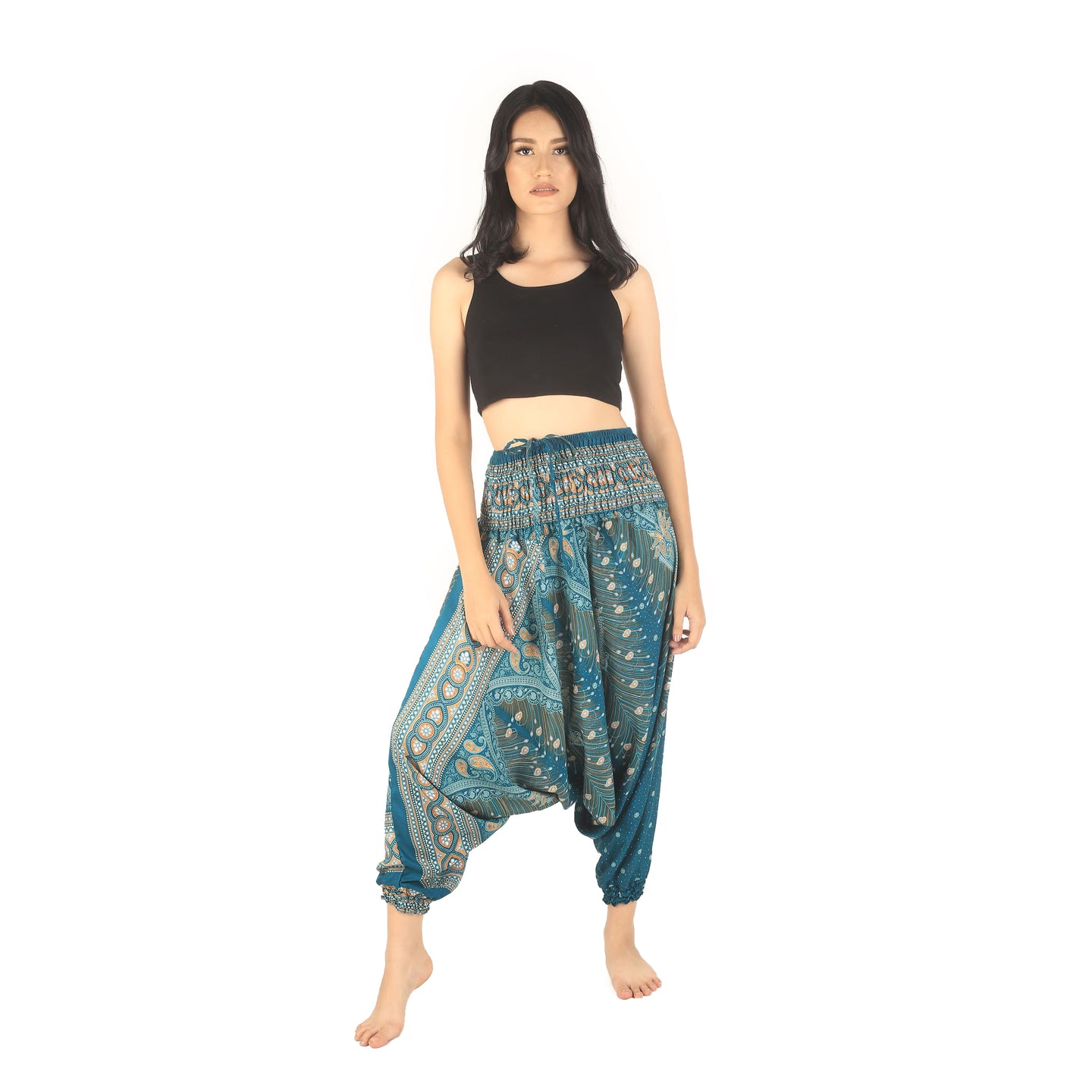 Peacock Unisex Aladdin drop crotch pants in Dark Green PP0056 020008 03