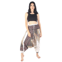 Load image into Gallery viewer, Peacock Unisex Aladdin drop crotch pants in White PP0056 020008 07