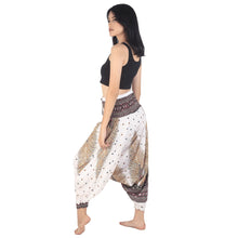 Load image into Gallery viewer, Peacock Unisex Aladdin drop crotch pants in White PP0056 020008 07