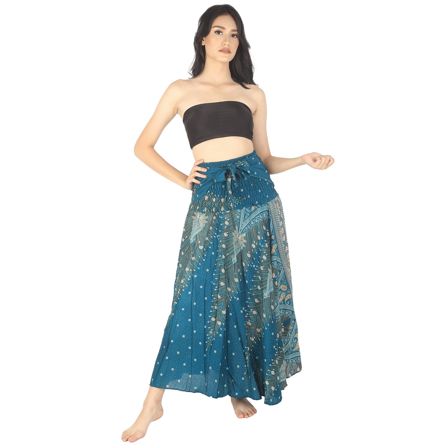 Peacock Women's Bohemian Skirt in Dark Green SK0033 020008 03