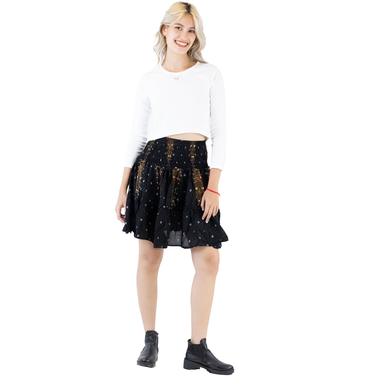 Peacock Women's Skirt in Black Gold SK0090 020007 04