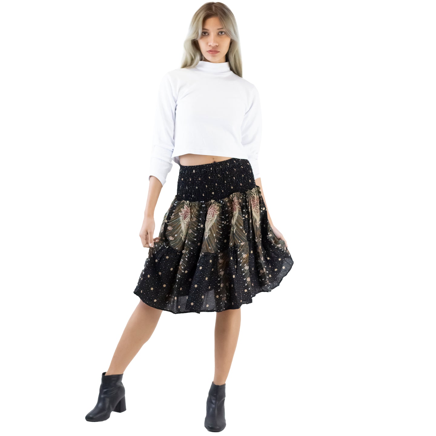 Peacock Women's Skirt in Black White SK0090 020007 06