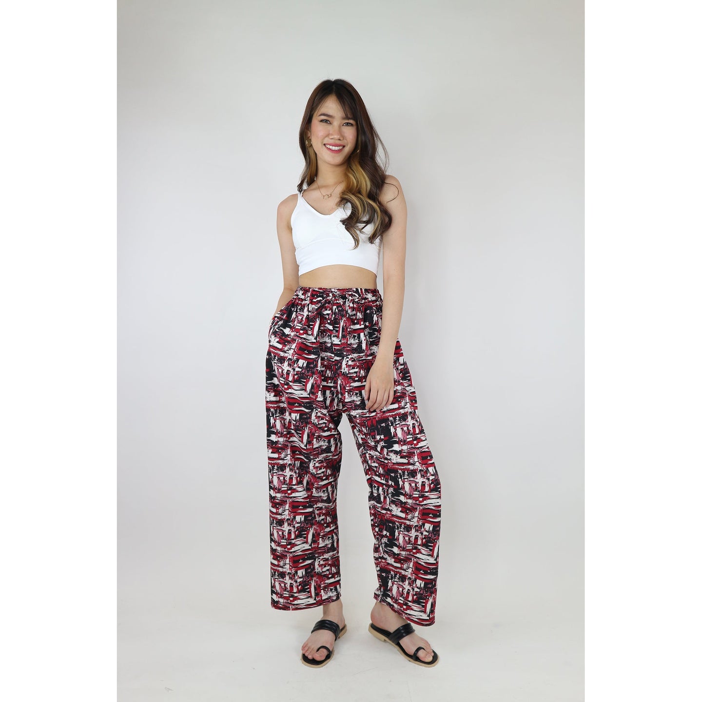 Peony Women's Lounge Drawstring Pants in Red PP0216 130028 03