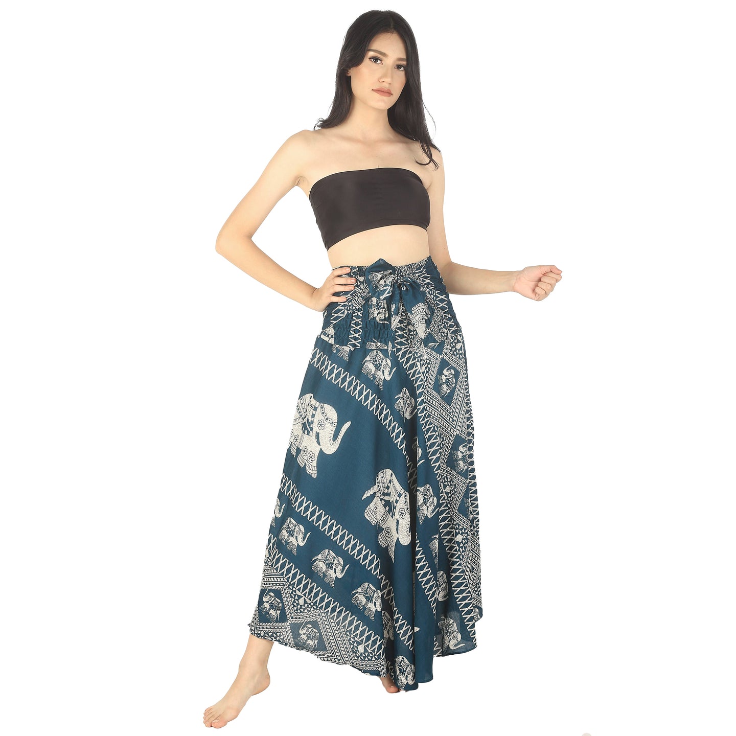 Pirate Elephant Women's Bohemian Skirt in Green SK0033 020023 05