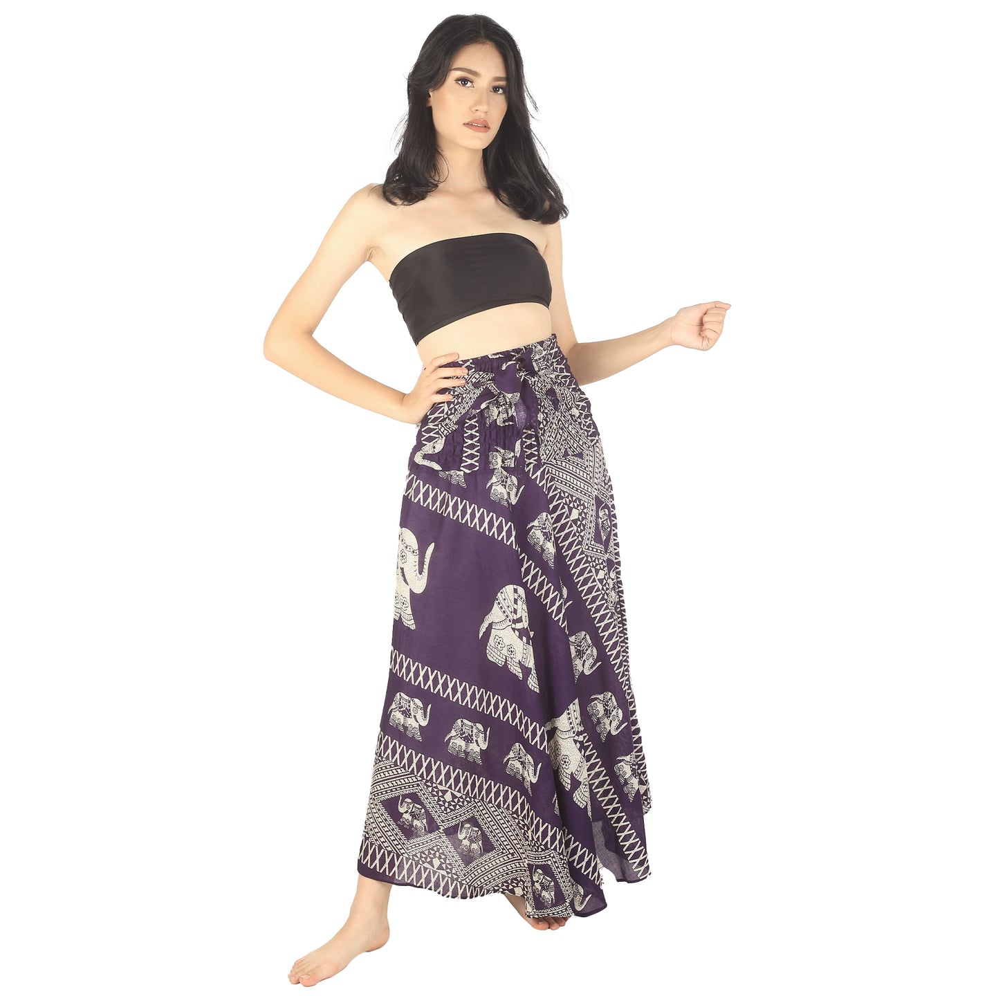 Pirate Elephant Women's Bohemian Skirt in Purple SK0033 020023 03