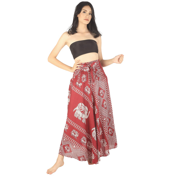 Pirate Elephant Women's Bohemian Skirt in Red SK0033 020023 02