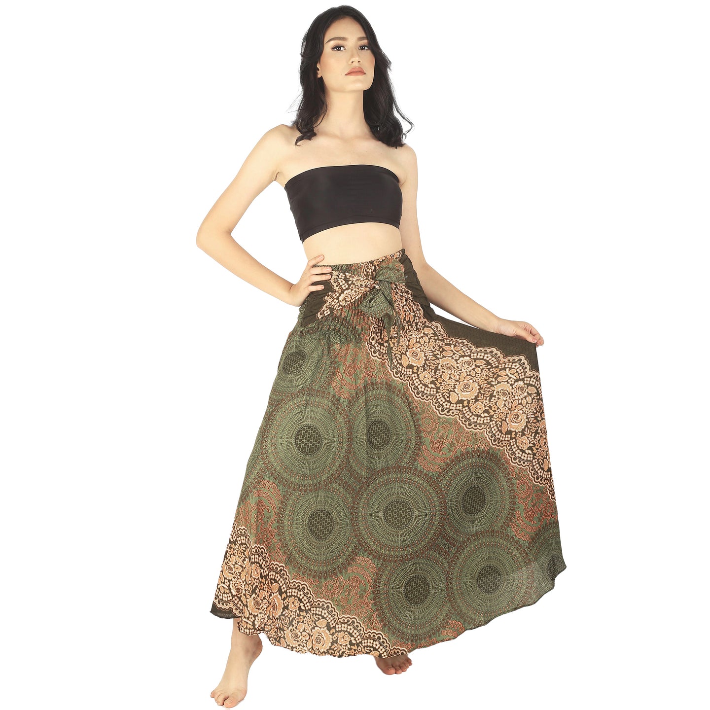 Princess Mandala Women's Bohemian Skirt in Olive SK0033 020030 03