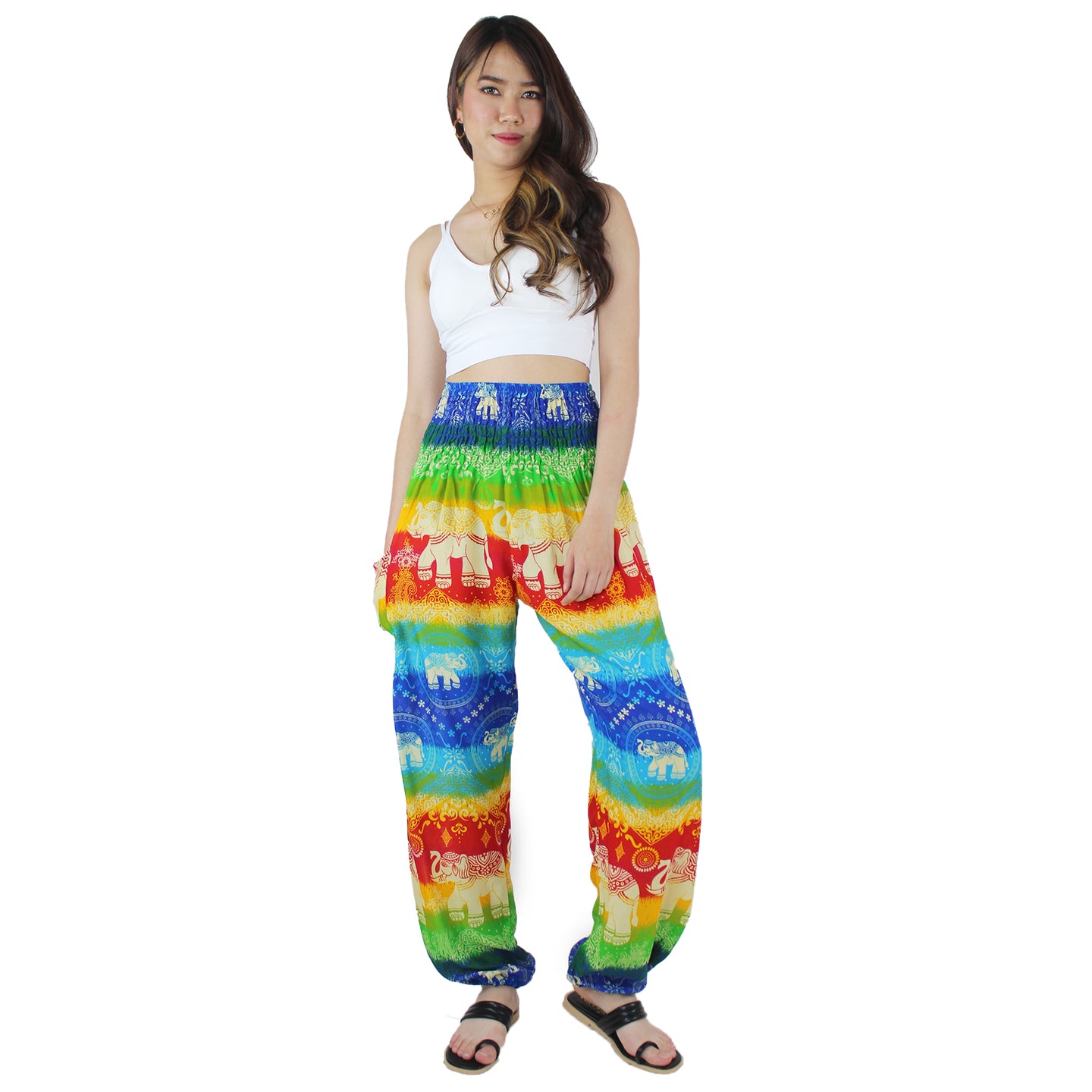 Rainbow Elephant Women's Harem Pants in Blue PP0004 020235 02