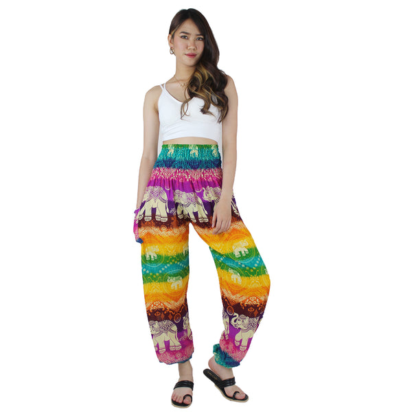 Rainbow Elephant Women's Harem Pants in Green PP0004 020235 05