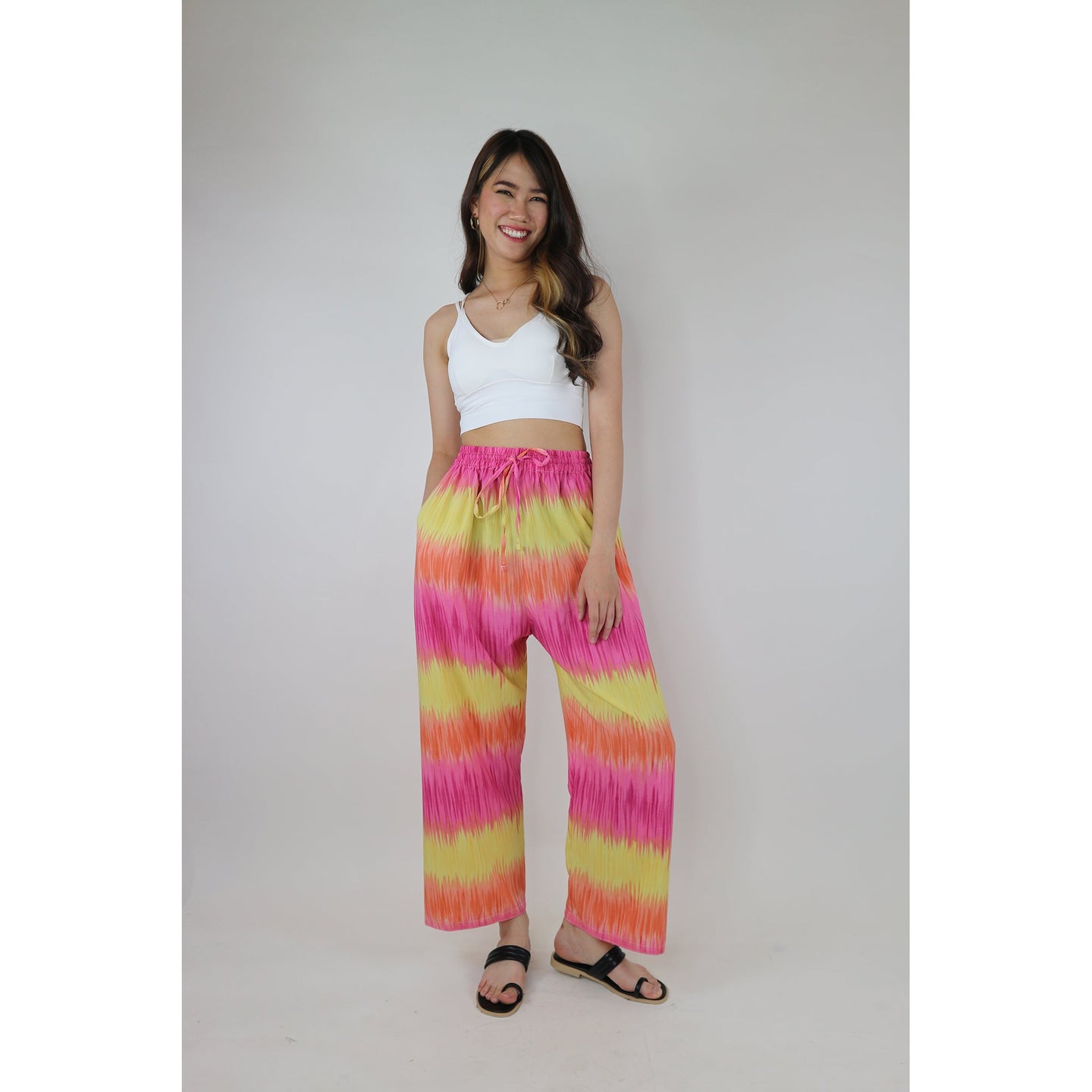 Rainbow Tiedye Women's Lounge Drawstring Pants in Pink PP0216 130130 01