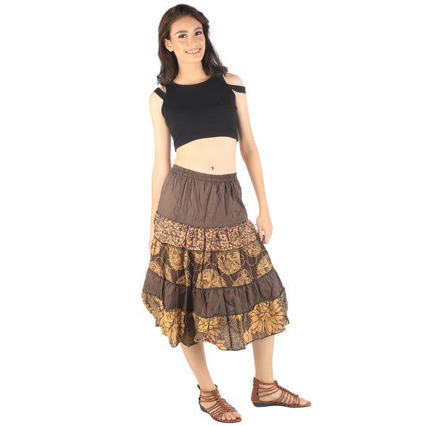 Floral Classic Women Mini Skirts in Brown SK0061 020098 01