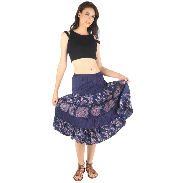 Floral Classic Women Mini Skirts in Navy Blue SK0061 020098 03