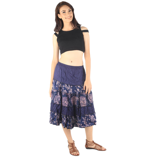 Floral Classic Women Mini Skirts in Navy Blue SK0061 020098 03