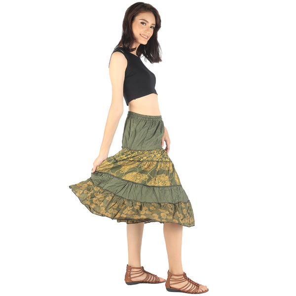 Floral Classic Women Mini Skirts in Green SK0061 020098 07