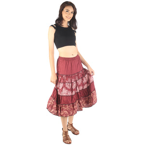 Floral Classic Women Mini Skirts in Burgundy SK0061 020098 09