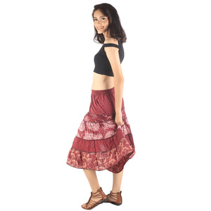 Floral Classic Women Mini Skirts in Burgundy SK0061 020098 09