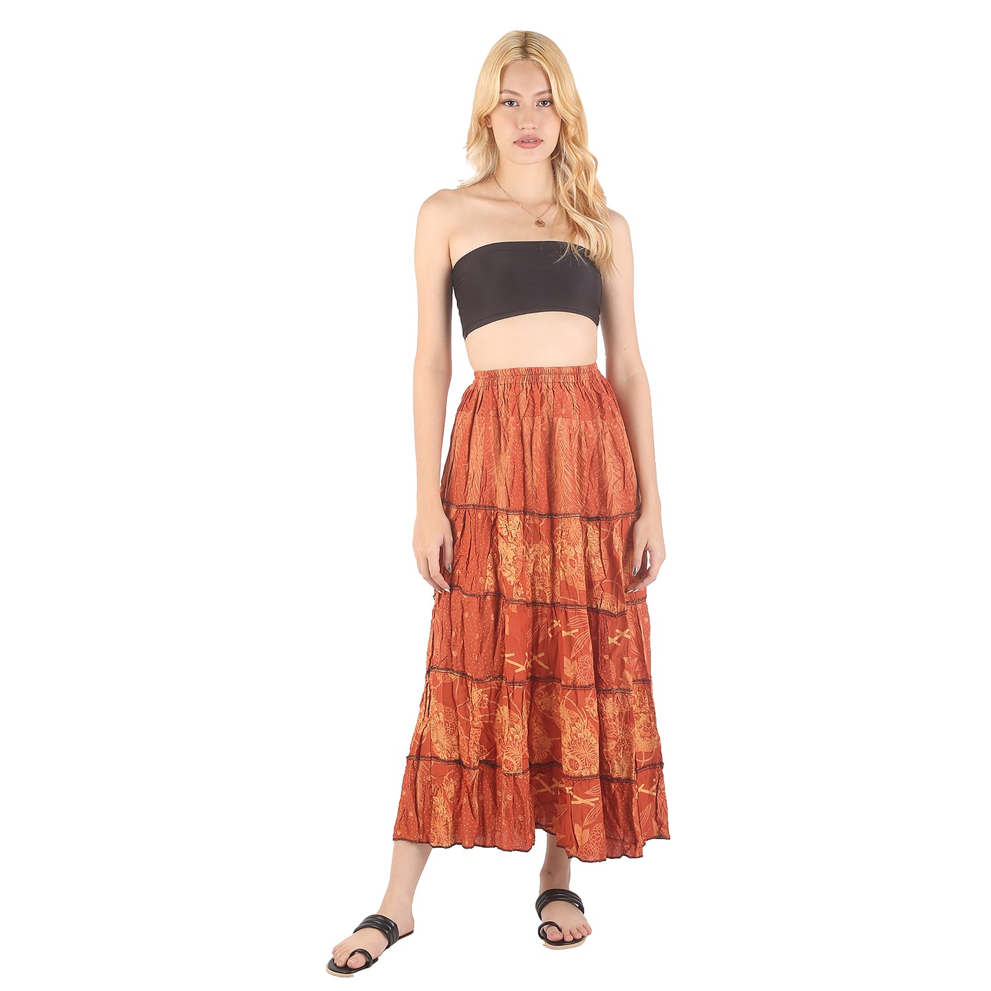 Floral Classic Women Skirts in Orange SK0067 020098 04