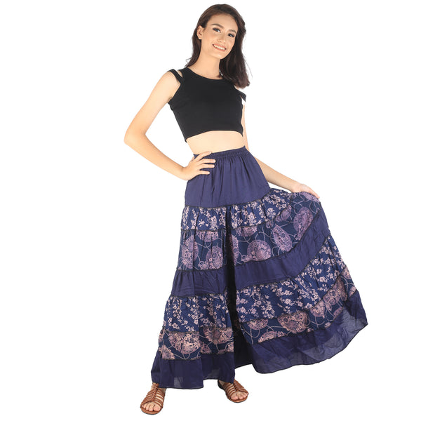 Floral Classic Women Skirts in Navy Blue SK0067 020098 03