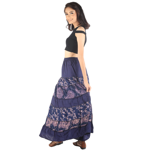 Floral Classic Women Skirts in Navy Blue SK0067 020098 03