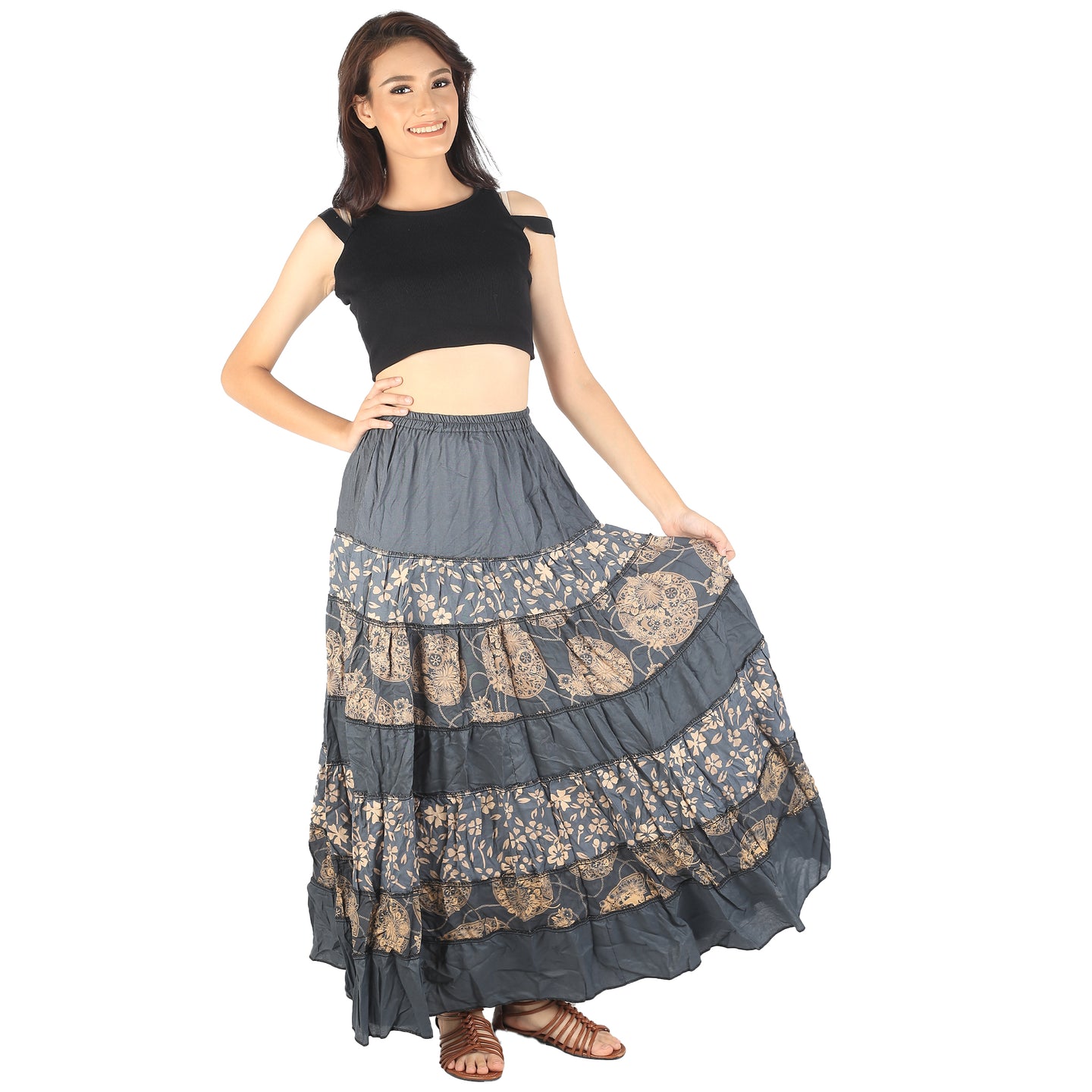 Floral Classic Women Skirts in Gray SK0067 020098 06