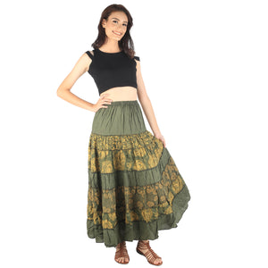 Floral Classic Women Skirts in Green SK0067 020098 07