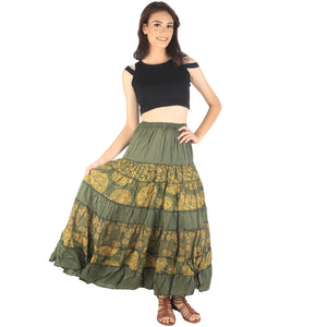 Floral Classic Women Skirts in Green SK0067 020098 07