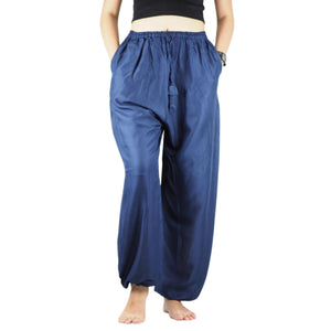 Solid Color Unisex Drawstring Genie Pants in Navy Blue PP0110 020000 03