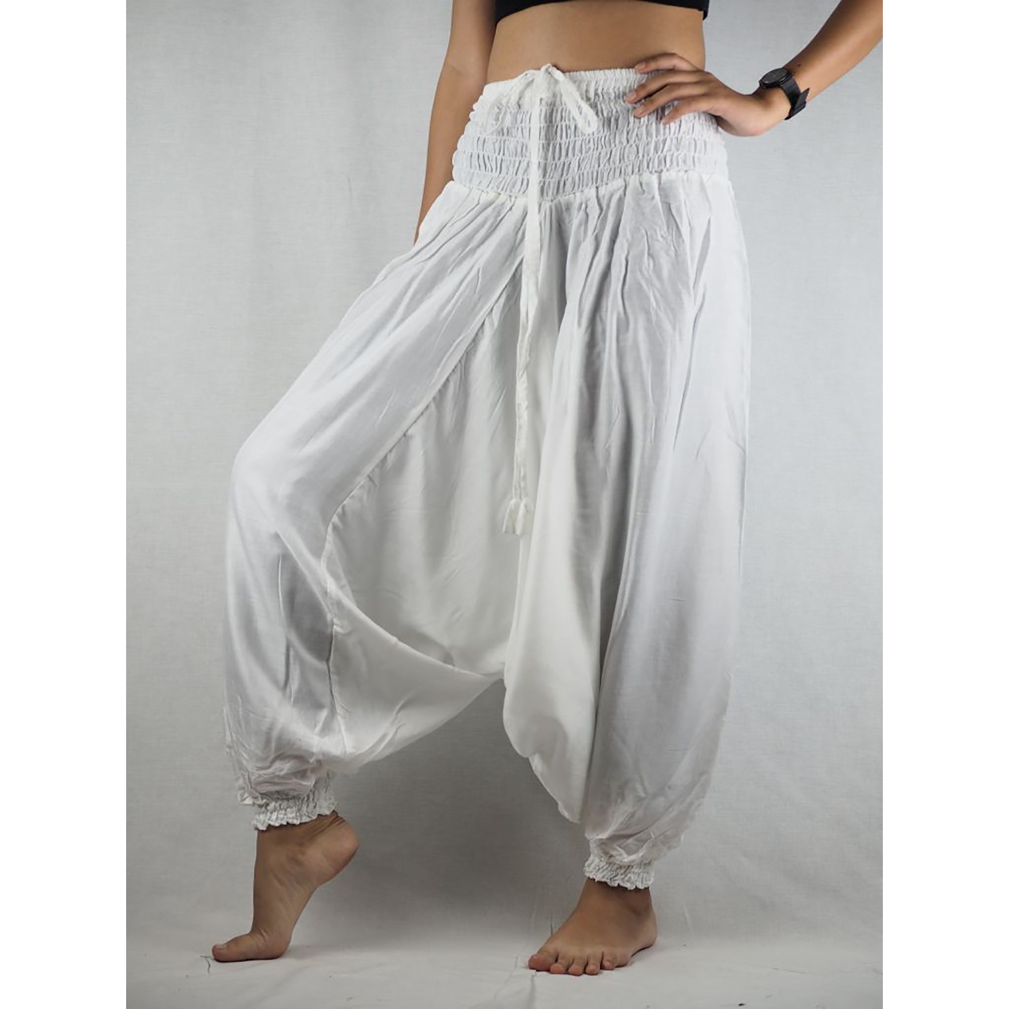 White drop sale crotch pants