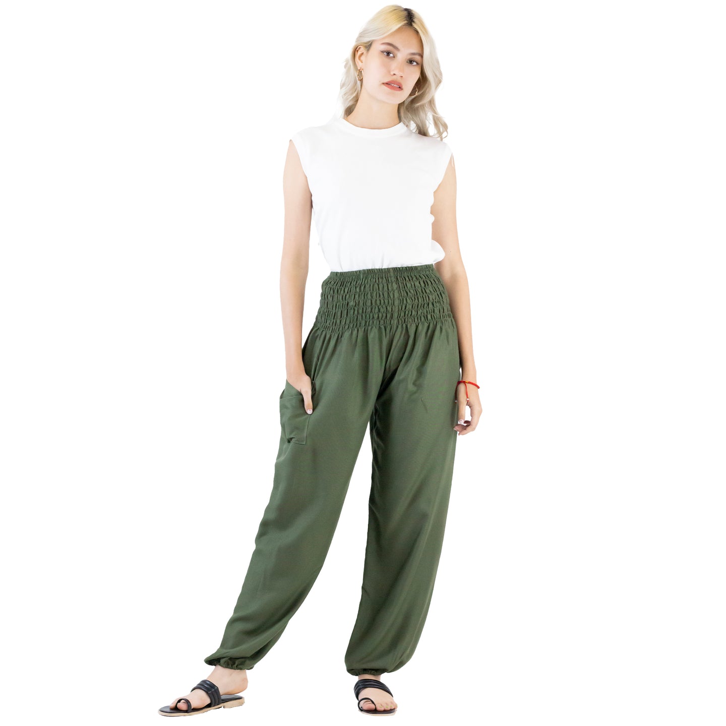 Solid Color Women Harem Pants in Olive PP0004 020000 13