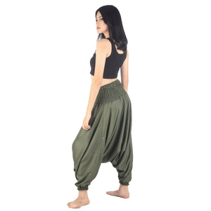 Solid color Unisex Aladdin drop crotch pants in Olive PP0056 020000 13