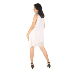 Solid color Women's Dresses in White DR0059 060000 20 Women in white dress ( Round-Neck, Two Side Pockets, Sleeveless, Short Length, Not lined, Tank dress, Loose )