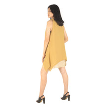 Load image into Gallery viewer, Solid color Women&#39;s Dresses in Yellow DR0059 060000 23 Women in yellow dress ( Round-Neck, Two Side Pockets, Sleeveless, Short Length, Not lined, Tank dress, Loose )