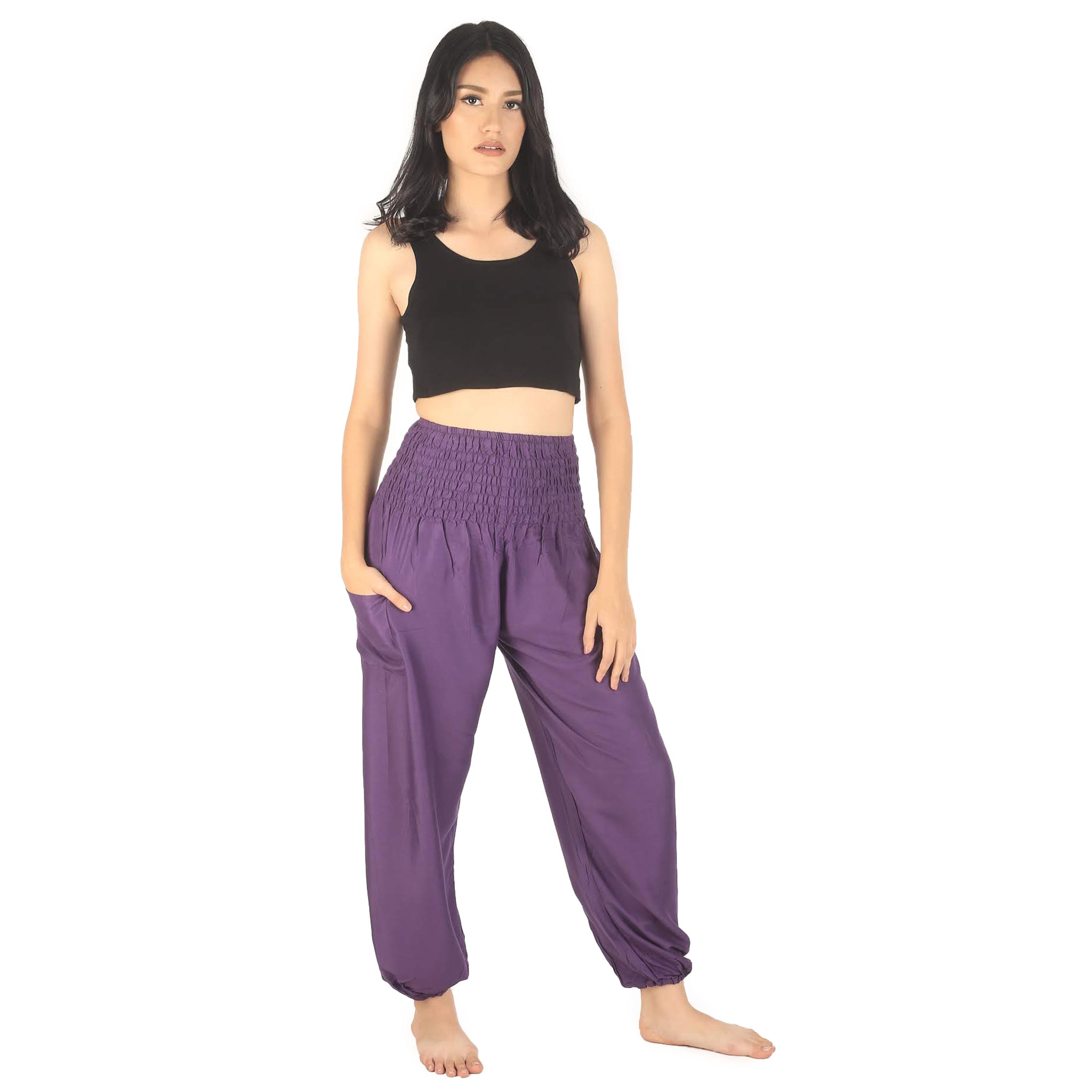 Solid color women harem pants in Purple PP0004 020000 06