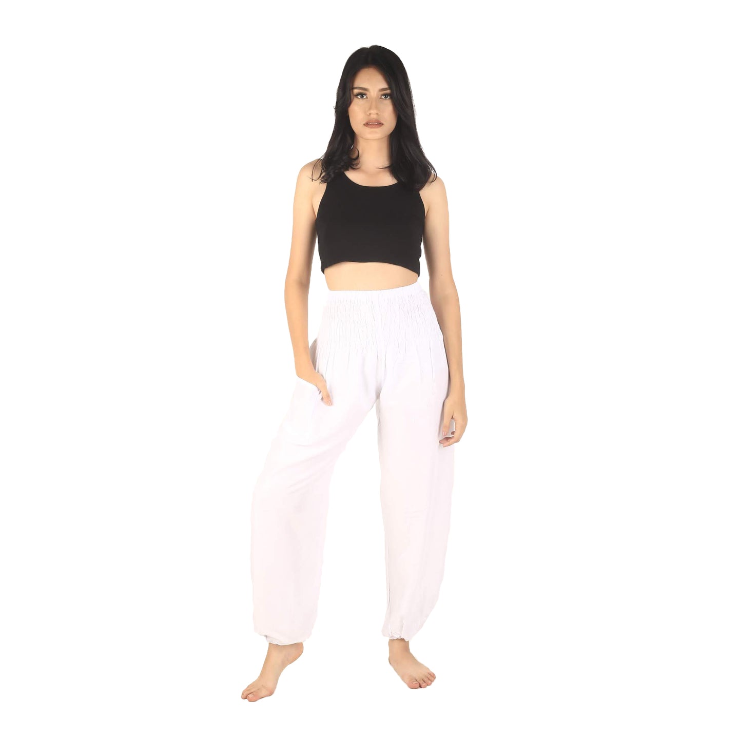 Solid color women harem pants in White PP0004 020000 04