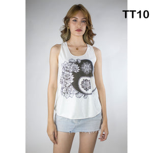 Graphic Print Women's Tank Tops in Cream LI0001 000001 00