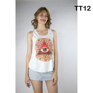 Graphic Print Women's Tank Tops in Cream LI0001 000001 00