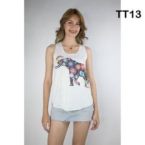 Graphic Print Women's Tank Tops in Cream LI0001 000001 00