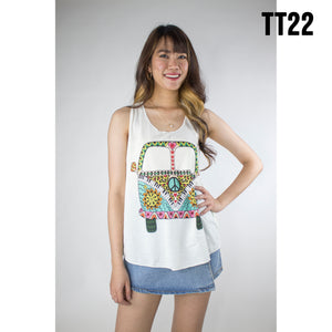 Graphic Print Women's Tank Tops in Cream LI0001 000001 00