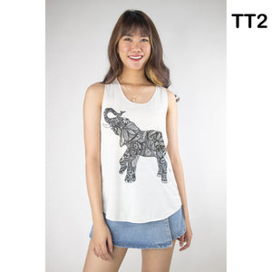 Graphic Print Women's Tank Tops in Cream LI0001 000001 00