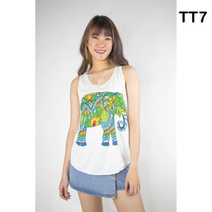 Graphic Print Women's Tank Tops in Cream LI0001 000001 00