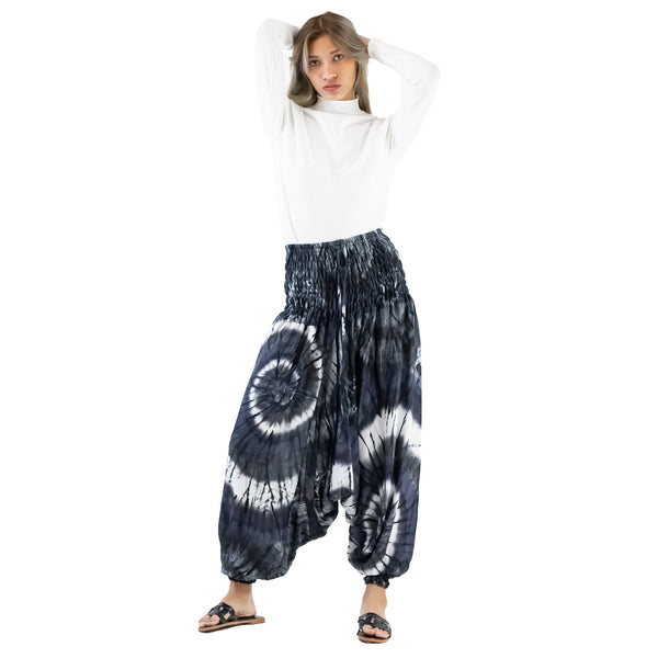 Tie Dye Aladdin Drop Crotch Pants in Black PP0056 020244 01