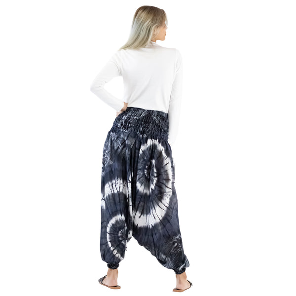 Tie Dye Aladdin Drop Crotch Pants in Black PP0056 020244 01