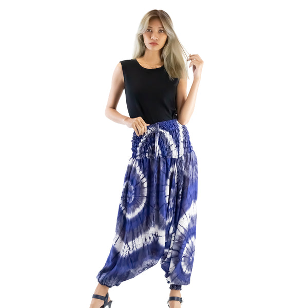 Tie Dye Aladdin Drop Crotch Pants in Navy PP0056 020244 04