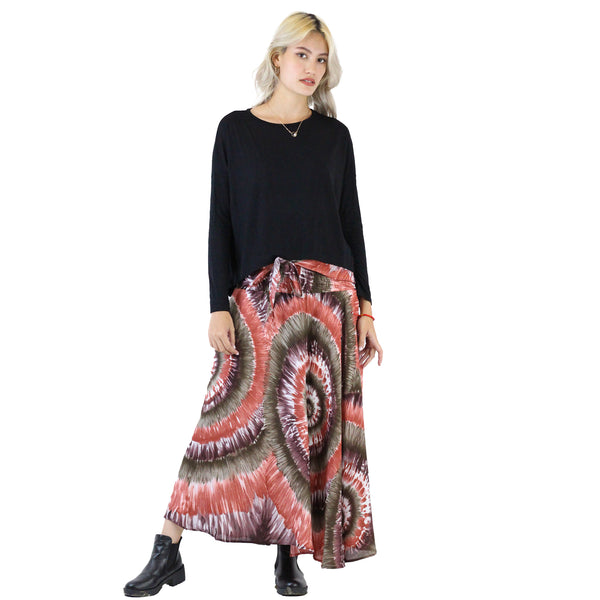 Tie Dye Lover Women's Bohemian Skirt in Red SK0033 020258 05