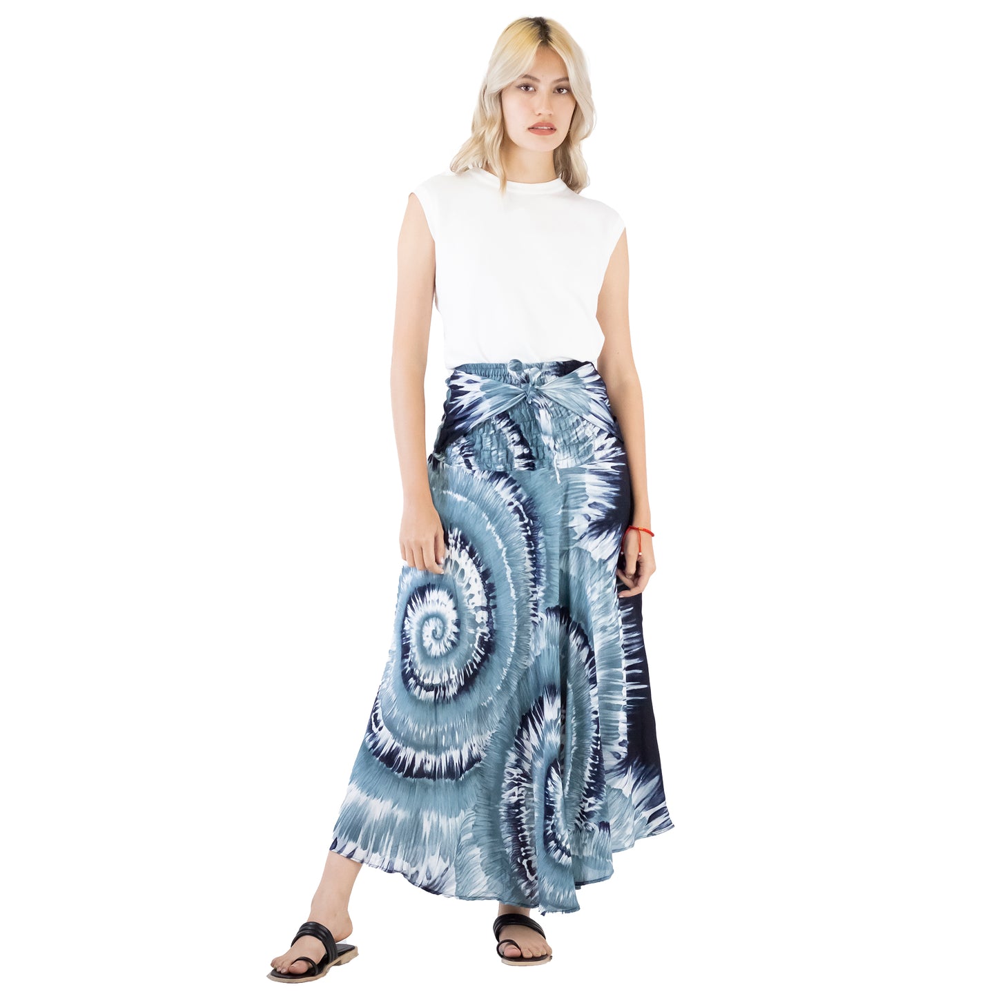 Tie Dye Lover Women's Bohemian Skirt in White SK0033 020258 01
