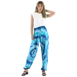 Women wear white tops and Tie dye Harem pant in Light Blue color