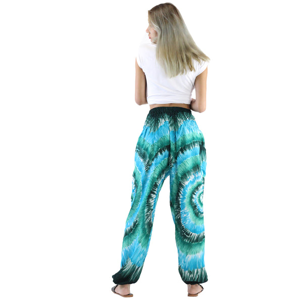 Women with tie dye harem pant in Ocean blue